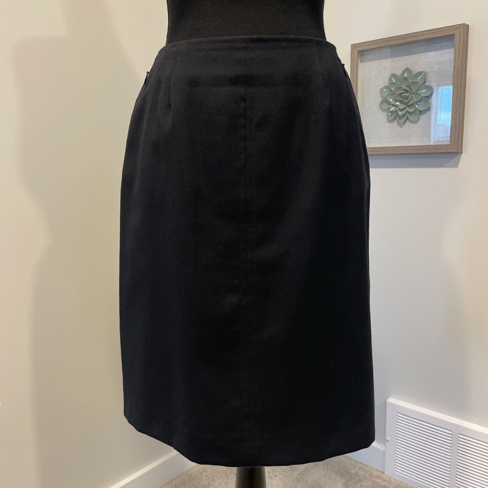 Harve Benard Black Wool Pencil Skirt With Zippered Pockets! EUC